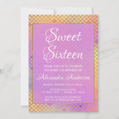 Meerjungfrau Lila, rosa und gelb Süße 16 Geburtsta Einladung (Vorderseite)