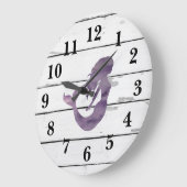 Meerjungfrau-lila Strand-Dekor rustikales Shiplap Große Wanduhr (Winkel)