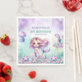 Meerjungfrau lila und aquamarin 1. Geburtstag Serviette (Beispiel)