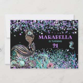 *~* Meerjungfrau LUXE GLAM Untersee 21 Geburtstag Einladung