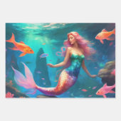 Meerjungfrau-Mädchen 3 Geschenkpapier Set (Vorderseite 3)