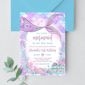 Meerjungfrau Mädchen Baby Shower Einladung
