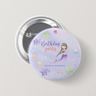 Meerjungfrau Mädchen Geburtstagsfeier Button