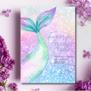 Meerjungfrau Mädchen Geburtstagsfeier Einladung, M Einladung