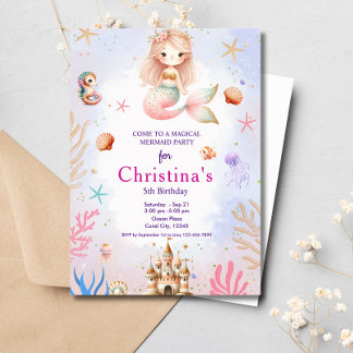 Meerjungfrau Magische Geburtstagspartei Einladung
