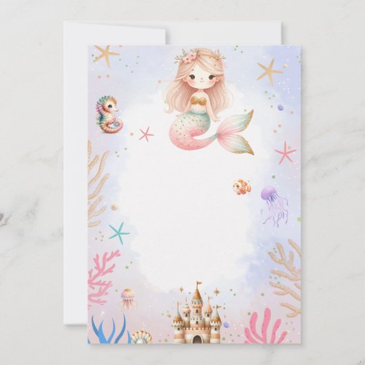 Meerjungfrau Magische Geburtstagspartei Einladung (Rückseite)