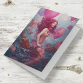 Meerjungfrau Malerei Geburtstag Balloons Rosa Karte