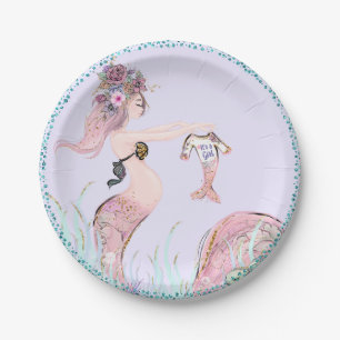 Meerjungfrau Mama Baby Shower Papierplatten Pappteller