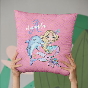 Meerjungfrau Maßgeschneidert Rosa Gold Monogramm M Kissen