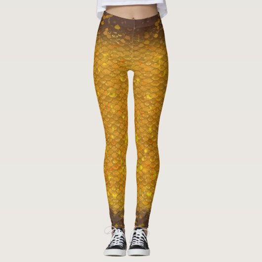 Meerjungfrau-Maßstab Leggings Taille Gold Fisch 1 (Vorderseite)