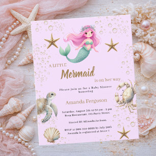 Meerjungfrau Meer rosa lila Baby Shower Einladung