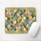 Meerjungfrau Meeresskala Glamour Chic Glitzer Mousepad (Mit Mouse)