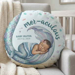 Meerjungfrau Mer-aculous Baby Shower Kinderzimmer Rundes Kissen