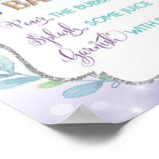 Meerjungfrau Mimosa Bar Mermosa Unterseezeichen Poster (Ecke)