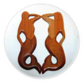 Meerjungfrau mit 2 Ausblickmeerjungfrauen Keramikknauf (Vorderseite)