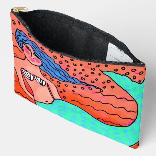 Meerjungfrau mit Abstrakter Blauer Haar Zubehörtasche (Offen)