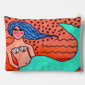 Meerjungfrau mit Abstrakter Blauer Haar Zubehörtasche (Rückseite)