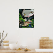 Meerjungfrau mit Baby Alligator ART PRINT Großauge Poster (Küche)