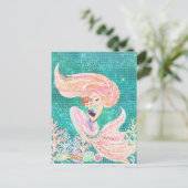 Meerjungfrau mit Baby Glitzer Sea Postkarte (Stehend Vorderseite)