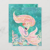 Meerjungfrau mit Baby Glitzer Sea Postkarte (Vorne/Hinten)
