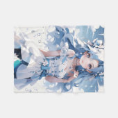 Meerjungfrau mit blauem Haar in einem blauen Kleid Fleecedecke (Vorderseite (Horizontal))