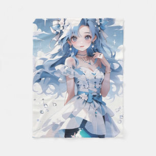 Meerjungfrau mit blauem Haar in einem blauen Kleid Fleecedecke