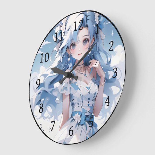 Meerjungfrau mit blauem Haar in einem blauen Kleid Große Wanduhr (Winkel)