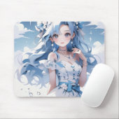 Meerjungfrau mit blauem Haar in einem blauen Kleid Mousepad (Mit Mouse)