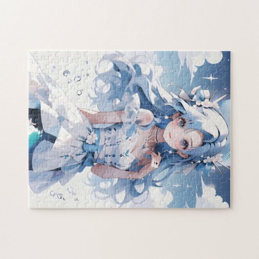 Meerjungfrau mit blauem Haar in einem blauen Kleid Puzzle (Horizontal)