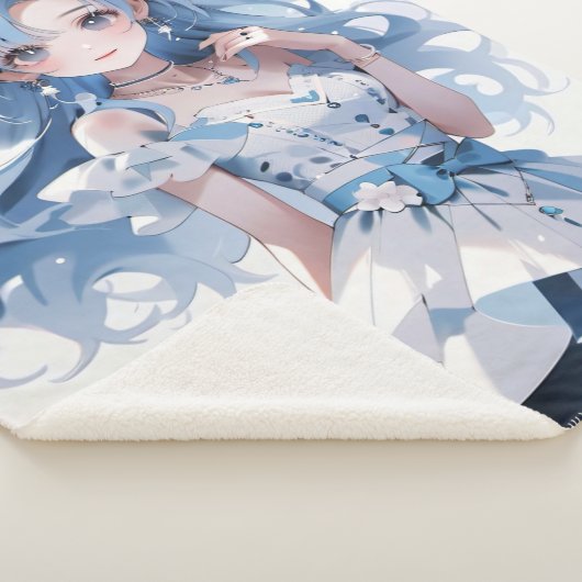 Meerjungfrau mit blauem Haar in einem blauen Kleid Sherpadecke (3/4)