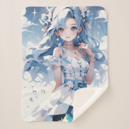 Meerjungfrau mit blauem Haar in einem blauen Kleid Sherpadecke