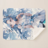 Meerjungfrau mit blauem Haar in einem blauen Kleid Sherpadecke (Vorderseite (Horizontal))