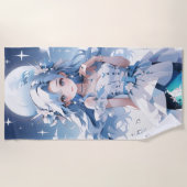 Meerjungfrau mit blauem Haar in einem blauen Kleid Strandtuch (Vorderseite)