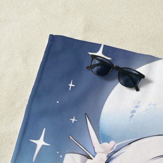 Meerjungfrau mit blauem Haar in einem blauen Kleid Strandtuch (Beispiel)