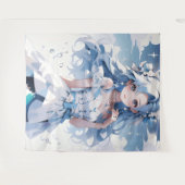 Meerjungfrau mit blauem Haar in einem blauen Kleid Wandteppich (Vorderseite (Horizontal))
