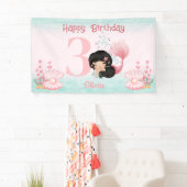Meerjungfrau mit Dark Hair Pink Birthday Girl Bann Banner (Insitu)