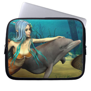 Meerjungfrau mit Delfin Laptopschutzhülle