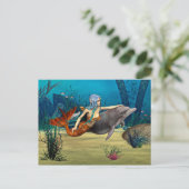 Meerjungfrau mit Delfin Postkarte (Stehend Vorderseite)