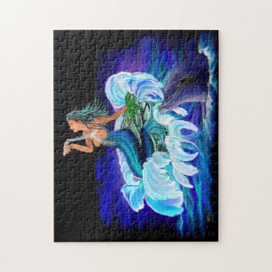 Meerjungfrau mit Delfin Puzzle (Vertikal)