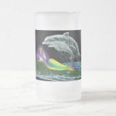 Meerjungfrau mit Delfinen Mattglas Bierglas (Mittel)
