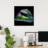 Meerjungfrau mit Delfinen Poster (Heimbüro)
