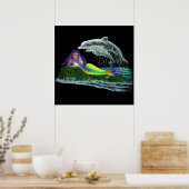 Meerjungfrau mit Delfinen Poster (Küche)