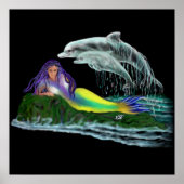 Meerjungfrau mit Delfinen Poster (Vorne)