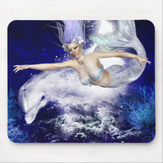 Meerjungfrau mit Delphin-Mausunterlage Mousepad