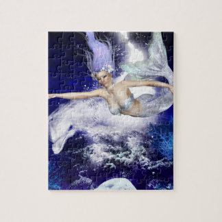 Meerjungfrau mit Delphin-Puzzlespiel Puzzle