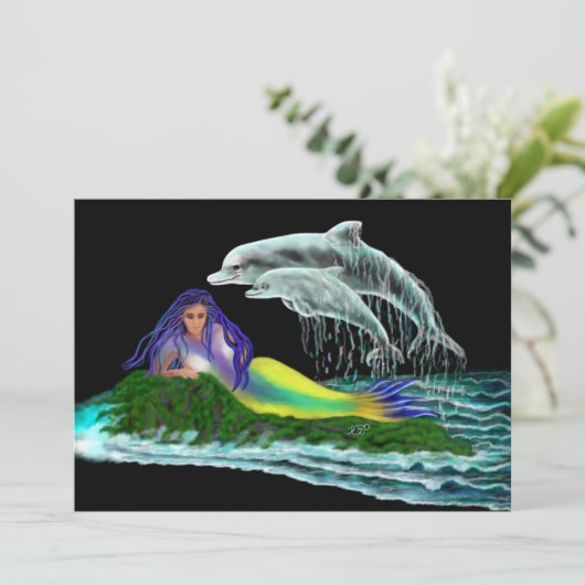 Meerjungfrau mit Delphinen (Stehend Vorderseite)