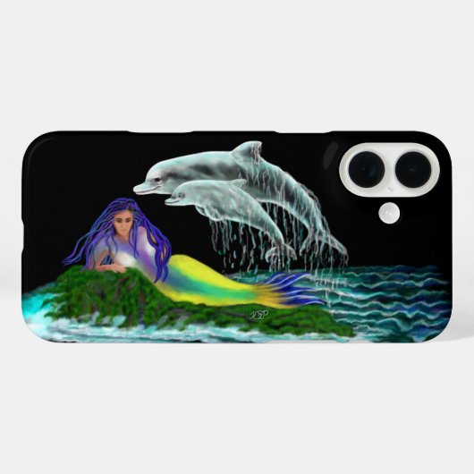 Meerjungfrau mit Delphinen Case-Mate iPhone Hülle (Rückseite (Horizontal))