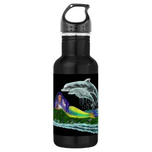 Meerjungfrau mit Delphinen Edelstahlflasche