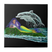 Meerjungfrau mit Delphinen Fliese (Vorderseite)