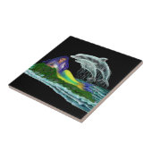 Meerjungfrau mit Delphinen Fliese (Seite)